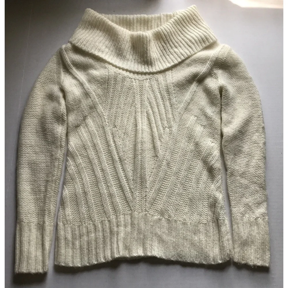 ANA A New Approach Ivory Cowl Neck Pullover Sweater Sz S A207